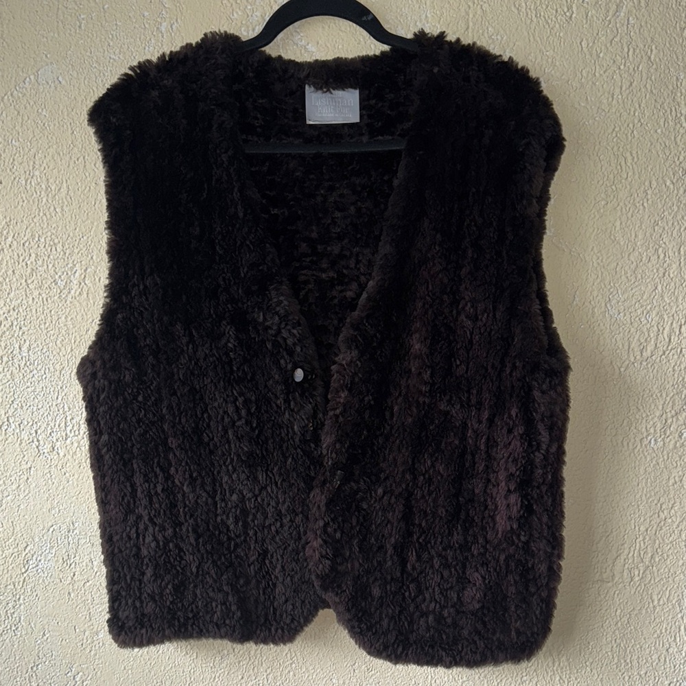 Paula Lishman Knit Fur. Elegant Ombre Walnut Brown Beaver Fur Vest